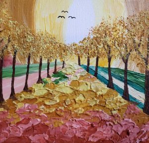 painting of tree and path